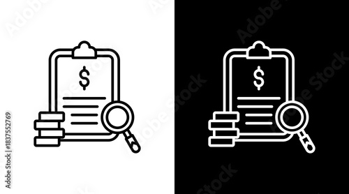 Financial Audit Outline White Icon Set Design