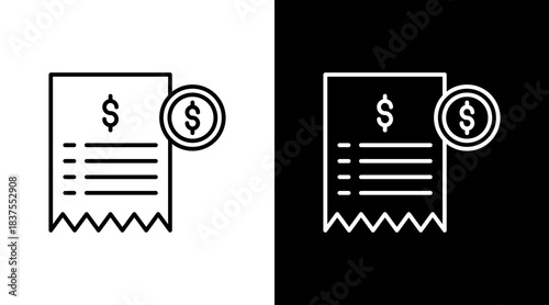 Expense Sheet Outline White Icon Set Design