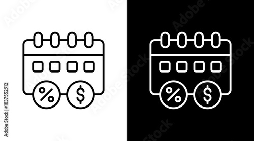 Fiscal Year Outline White Icon Set Design