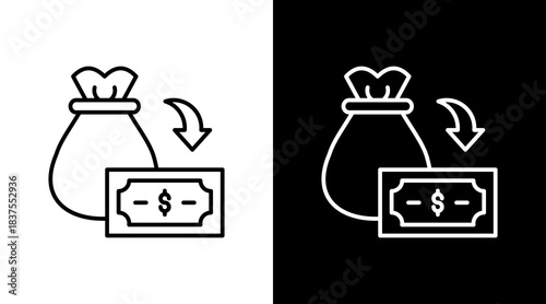 Cash Flow Outline White Icon Set Design