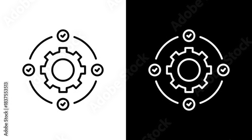 Process Map Outline White Icon Set Design