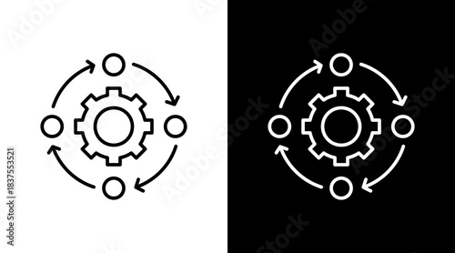 Work Sequence Outline White Icon Set Design