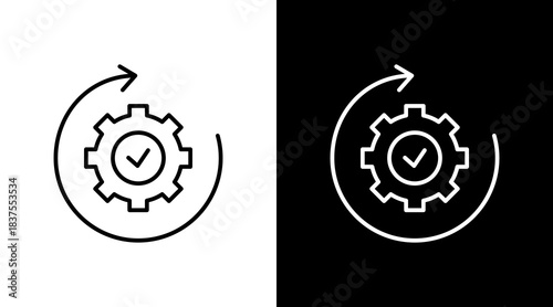 Automation Flow Outline White Icon Set Design