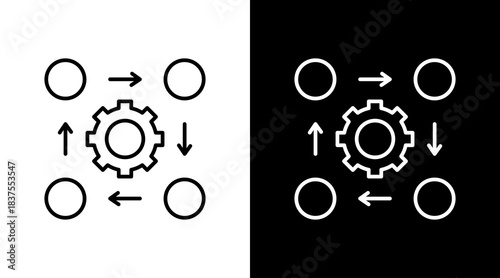 Step Process Outline White Icon Set Design