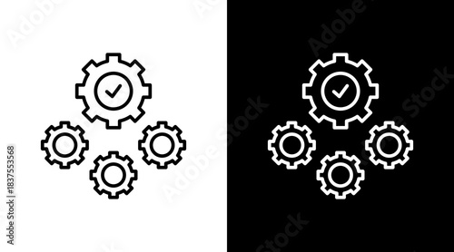 Process Chain Outline White Icon Set Design