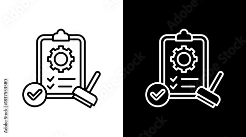 Approval Outline White Icon Set Design