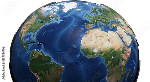 Earth globe view from space showing continents and oceans.