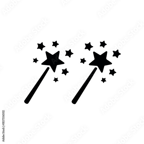 Magic wand star vector illustration for fairy tale fantasy wizardry and magical design elements clip art icon set