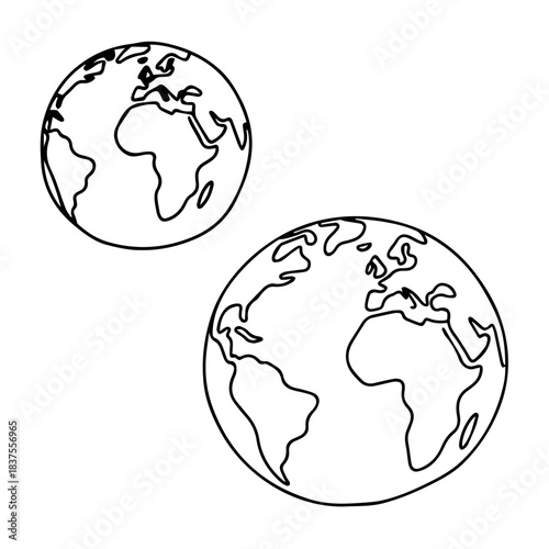 World globe outline vector illustration for geography earth science education and travel design needs