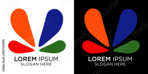 Vibrant abstract colorful shape logo design template showcasing versatility on light and dark backgrounds for brand identity