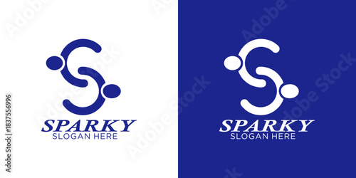 Dynamic S initial logo design featuring abstract people connecting symbolizing teamwork and community spirit