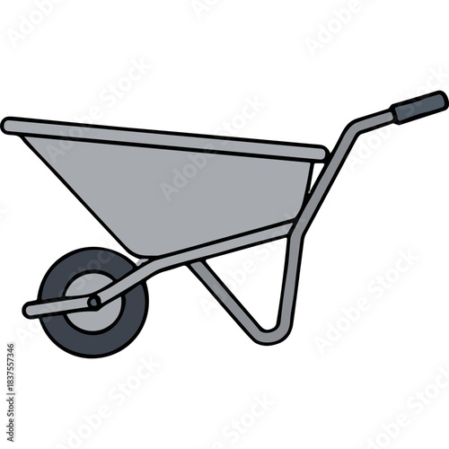 Gray Metal Wheelbarrow With Black Tire On A Transparent Background Isolated Object For Construction And Garden Work Representing Transport And Carrying Heavy Loads