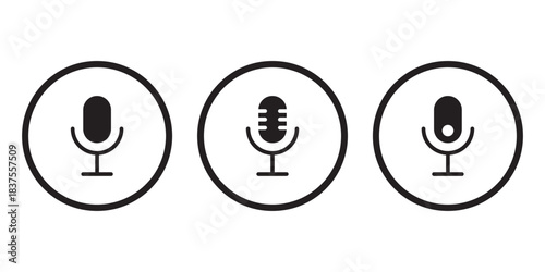 Microphone with sound wave icon. microphone icon with sound waves digital audio recording device. Voice message and podcast symbol