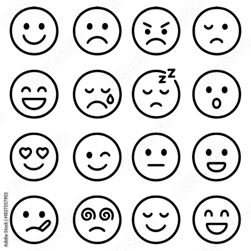Emotions in a Grid: A captivating grid showcases a spectrum of emotions, each meticulously conveyed through distinct facial expressions, offering a visual journey through the depths of human feeling.