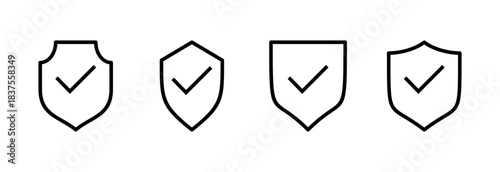 Shield check mark icon vector illustration. Protection approve sign. Insurance icon