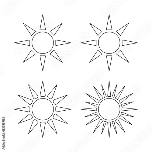 Sun vector design sunshine illustration summer graphic element heat light ray burst star icon 100 character