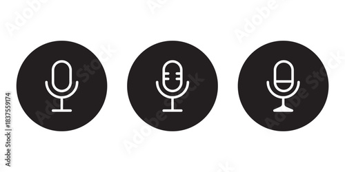 Microphone icon with sound waves. Voice recording symbol. Audio podcasting and broadcasting sign. Radio, studio communication pictogram.