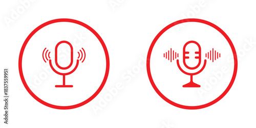 Sound wave icon, podcast player interface, music symbol, sound wave. Microphone sound wave. microphone mic icon
