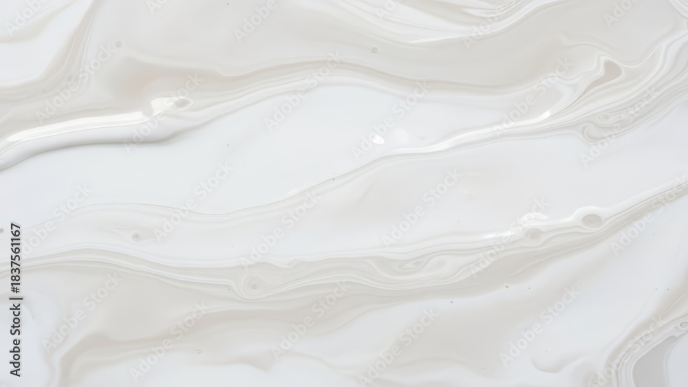 Obraz premium Liquid white and beige paint swirl abstract background with wave pattern. Art fluid texture for creative design.