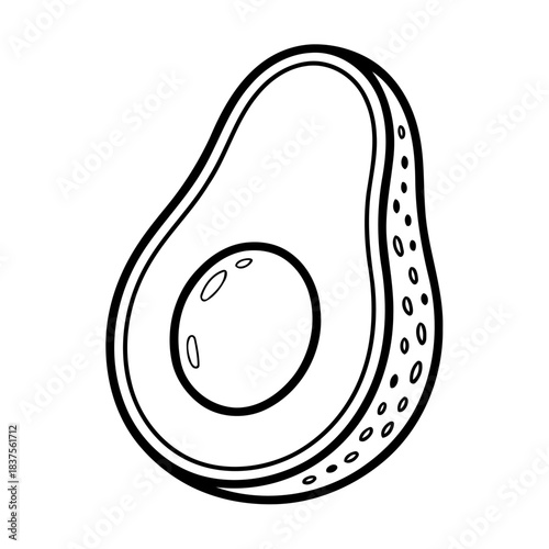 Avocado Illustration: A vibrant illustration showcasing a halved avocado, the smooth texture of the flesh revealed alongside the large seed within.