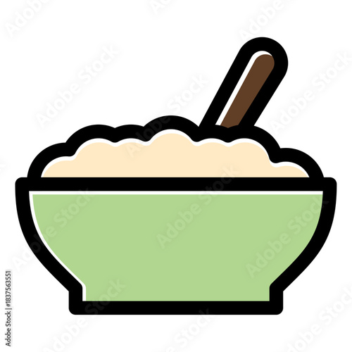 illustration of a porridge bowl with a spoon