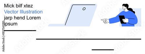 Digital teamwork, online education, remote work, presentation, communication, technology interface. Person pointing at laptop screen. Digital teamwork and online education concept