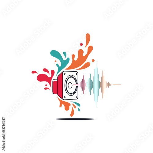 Modern Audio Speaker With Dynamic Color Splash