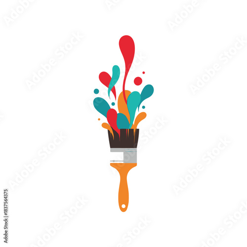 Bold Artistic Paint Brush With Colorful Splash