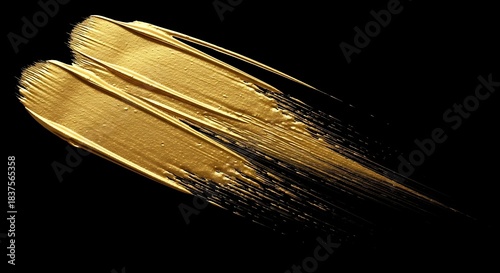 Golden strokes on black background, luxurious and elegant design element.