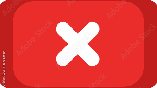 Simple Red Square With Rounded Corners Featuring A White X Mark In The Center Isolated On A White Background Indicating Closure Or Incorrectness With Clean Flat Design And Minimalist Aesthetic