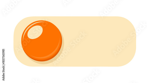 Simple Round Orange Button On Off Switch Control Element In A Soft Yellow Oval Background With Soft Shadow Against A Black Background Pixel Art Style