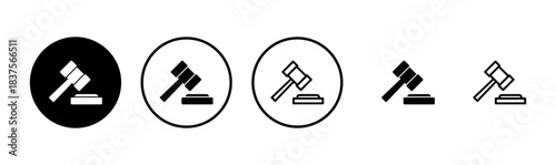 Gavel icon logo design. judge gavel sign and symbol. law icon. auction hammer
