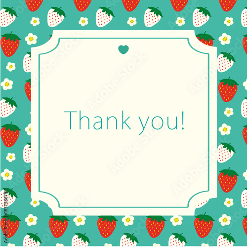 Thank you! |ポストカード 横向き/ いちごのイラスト