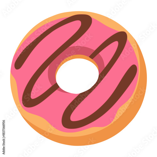 Pink donut food snack sweet flat color vector illustration template design