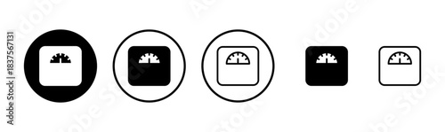 Scales icon logo design. Weight scale sign and symbol