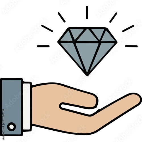 Hand Presenting A Diamond Gemstone With Sparkles In The Air On A Black Background