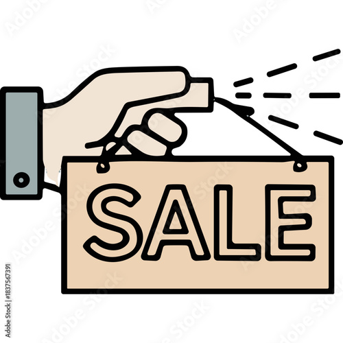 Hand Holding SALE Sign Object Commercial Retail Business Transaction Promotion Event Offer Advertising Marketing Advertisement Retail Store Shopping Discount Deal Price