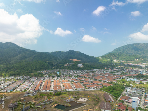 Aerial view village in Phuket Thailand nature background