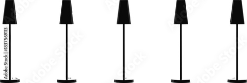 Row of Highly Detailed Ornate Lantern Tops Silhouette Vector Illustration Antique Street Lighting Fixture Decorative Metalwork Design Element Architectural Component.