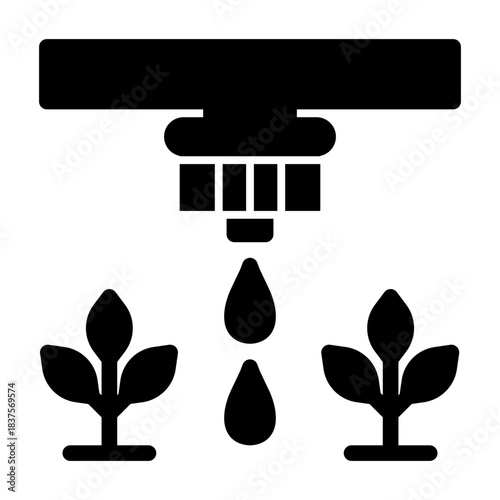 Drip irrigation solid icon illustration