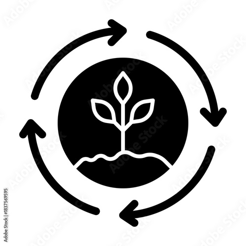 Crop rotation solid icon illustration