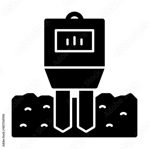 Soil pH testing solid icon illustration