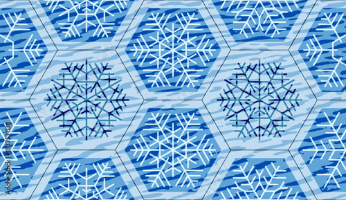 Snowflakes seamless pattern, winter vector background