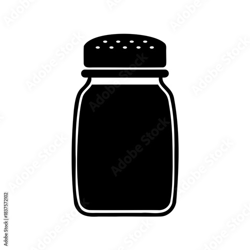 Stylized Black and White Salt Shaker Illustration for Culinary Projects and Designs