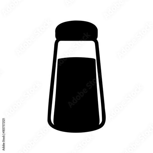 Modern black salt or pepper shaker design with sleek lines, isolated on white