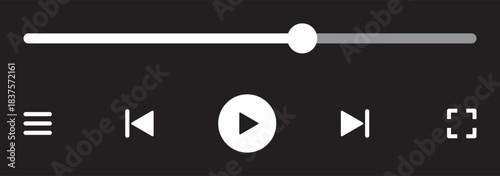 audio or video player progress loading bars with time slider, play and pause, rewind and fast forward buttons.