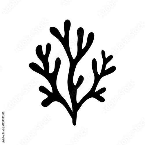 Stylized seaweed silhouette on a white background creating a simplistic design