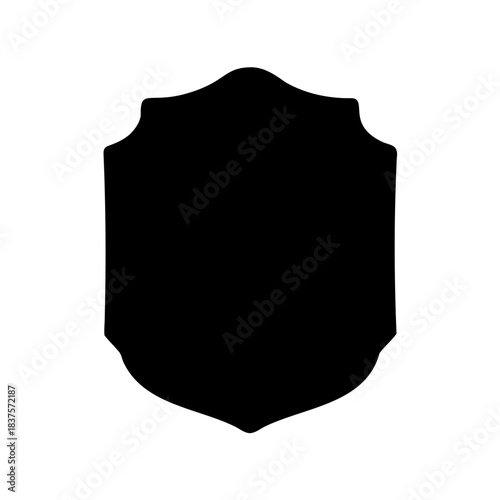 Solid black decorative emblem with an interesting shieldlike shape and border