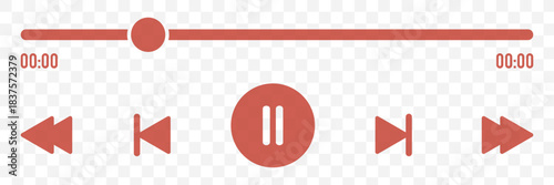 audio or video player progress loading bars with time slider, play and pause, rewind and fast forward buttons.