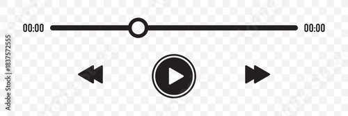 Music or video play bar icon Audio player for songs or podcast playlist. eps 10